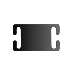 Slide-on hundemarke in Schwarz, 45×25 mm, aus Edelstahl mit glattem Finish – sicher am Halsband befestigt.