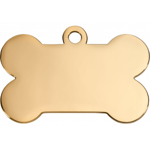 Hundemarke Knochen Gold Goldene hundemarke in Knochenform aus Edelstahl mit polierter Oberfläche, beidseitig gravierbar mit Wunschtext.