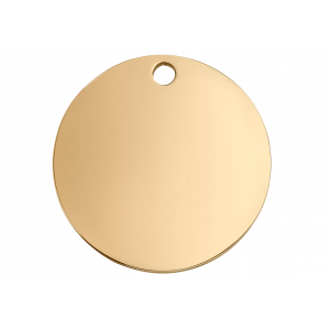 Hundemarke Rund Gold Runde goldene hundemarke aus Edelstahl mit Glanzfinish, beidseitig personalisierbar mit Name und Kontaktdaten.